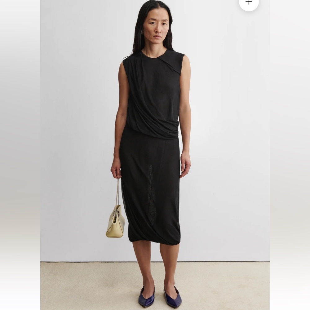 Rachel Comey Ravani Black Draped Seco Crepe Midi Dress New W Tags Small